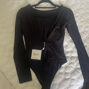 NWT Meshki Black Plunge Back Bodysuit